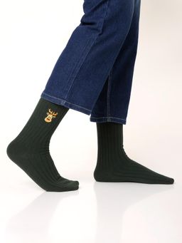 Mint & Oak - Ribbed Embroidered Reindeer Crew Socks (Pack of 2)