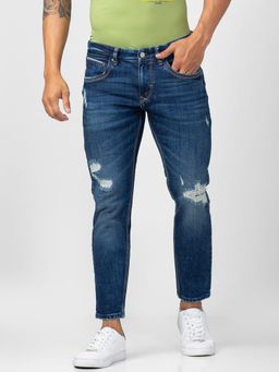 Spykar - Men Dark Blue Cotton Slim Fit Tapered Length Jeans (Kano)