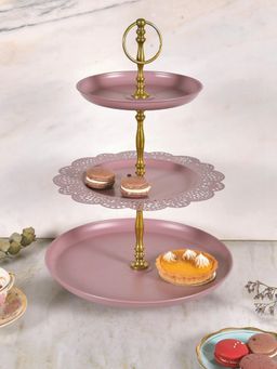 Living With Elan - Flourish 3 Tier Cake Stand, Cupcake Stand, Cake Stand For Birthday Party (Mauve)