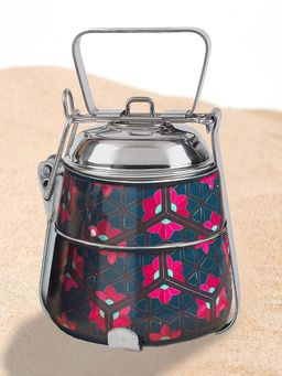 Living With Elan - Stainless Steel Chaandini Conoid Pyramid Tiffin Box - 2 Tier Lunch Box