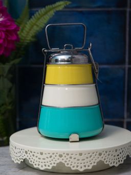 Living With Elan - Three Compartment Stainless Steel Tiffin Box For Office