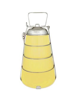 Living With Elan - Stainless Steel Tiffin Box, Lunch Box For Office, 4 Compartments - (Yellow)