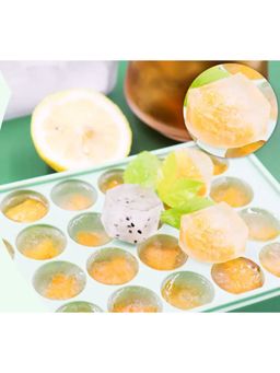 NATURALLY YOURS - Silicone 24 Cavity Round Ice Ball Tray 181 x 111 x 26 Mm Clear Lid & Green Bottom