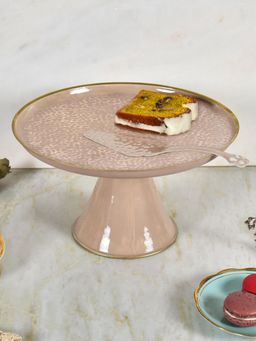 Living With Elan - Panthera Embossed Metal Round Cake Stand With Cake Server, Cupcake Stand For Party