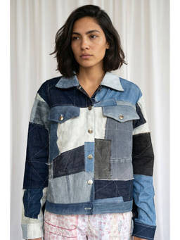 Doodlage - Blue Remi Denim Patchwork Jacket