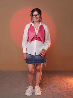 Payal Dawar - Leather Red Waist Coat