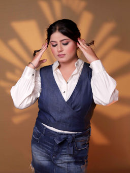 Payal Dawar - Wrap Navy Blue Waist Coat