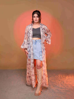 Payal Dawar - Organza Grey Trench Coat