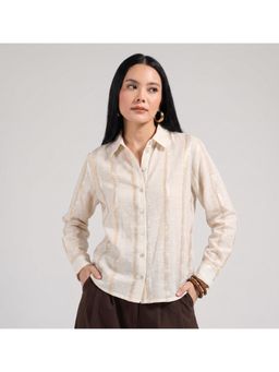 Twenty Dresses by Nykaa Fashion - Cream Vertical Stripe Button-Down Shirt