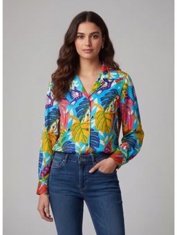 Twenty Dresses by Nykaa Fashion - Long-Sleeve Tropical Botanical Print Camp Shirt