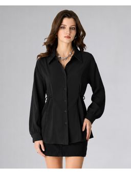 Twenty Dresses by Nykaa Fashion - Womens Black Solid Casual Loose Fit Shirt