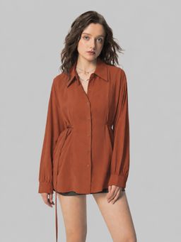 Twenty Dresses by Nykaa Fashion - Womens Rust Solid Casual Loose Fit Shirt