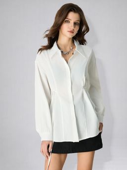 Twenty Dresses by Nykaa Fashion - Womens White Solid Casual Loose Fit Shirt