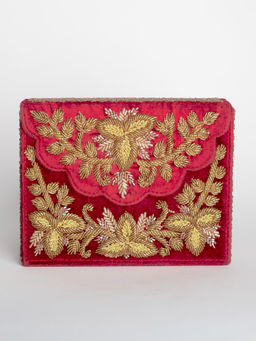 Adora By Ankita - Maroon Zarin Scallop Bag