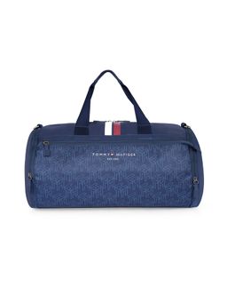 Tommy Hilfiger - Unisex Ellamar Polyester Printed Duffle Bag with Detachable Strap -Navy Blue