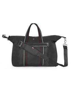 Tommy Hilfiger - Unisex Lingon Polyester Black Duffle Bag with Detachable Strap