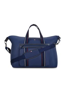 Tommy Hilfiger - Unisex Lingon Polyester Navy Blue Duffle Bag with Detachable Strap