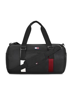 Tommy Hilfiger - Unisex Sitkin Polyester Solid-Plain Duffle Bag with Detachable Strap -Black