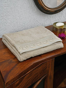 At Home by Nilkamal - Arias Super Soft 500 GSM Cotton Bath Towel (Beige) (M)