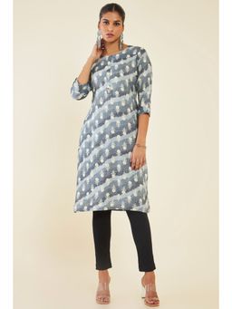 Soch - Women Grey Rayon Printed Kurta