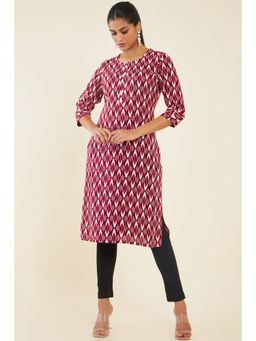 Soch - Women Maroon Rayon Printed Kurta