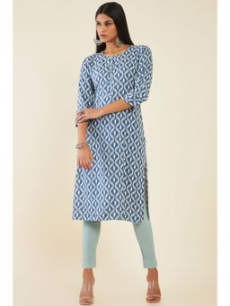 Soch - Women Blue Rayon Printed Kurta