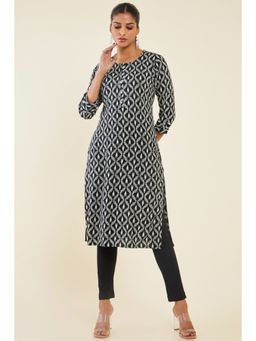 Soch - Women Black Rayon Printed Kurta