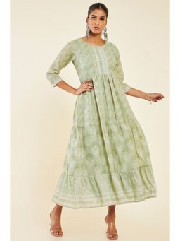 Soch - Women Green Crepe Printed Dress