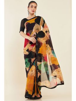 Soch - Women Multi-Color Georgette Printed Saree with Unstitched Blouse