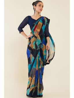 Soch - Women Multi-Color Georgette Printed Saree with Unstitched Blouse