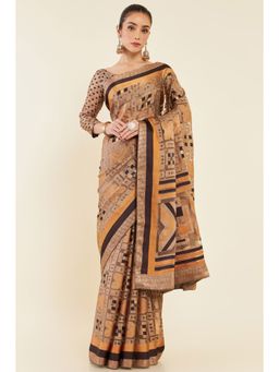 Soch - Women Multi-Color Organza Printed Saree with Unstitched Blouse