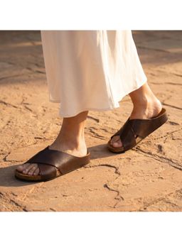 SKO - Brown Open Toe Aria Flats