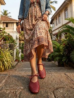 SKO - Maroon Square Toe Daphne Ballerinas