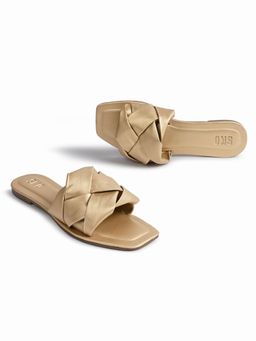 SKO - Gold Open Toe Messina Flat Sandals