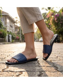 SKO - Blue Open Toe Patras Weave Flats