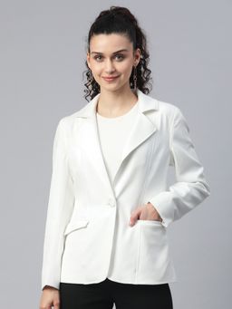 Powersutra - Notched Lapel Light Weight Blazer - White