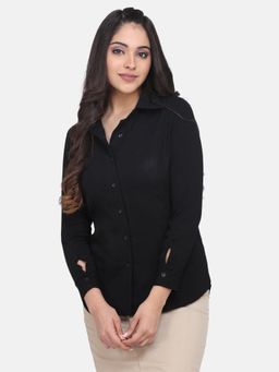 Powersutra - Button Detailed Collared Shirt - Black