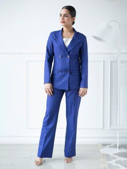 Powersutra - Double Breasted Pant Suit - Royal Navy Blue (Set of 2)