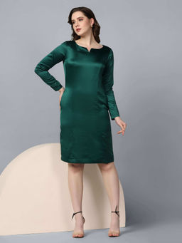 Powersutra - Bottle Green Satin Party Dress