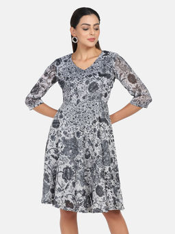 Powersutra - Grey Print Flare Dress