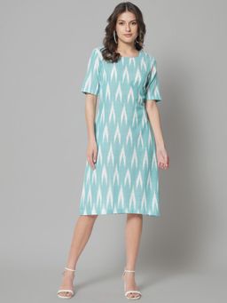 Powersutra - Ikat Print Cotton Dress - Green