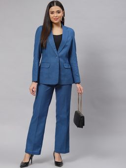 Powersutra - Tweed Pantsuit Teal Blue (Set of 2)