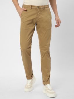 R&B - Solid Slim Men Beige Chino