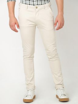 R&B - Solid Slim Men Beige Chino