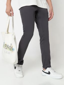 R&B - Solid Skinny Men Charcoal Pant