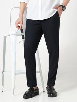 R&B - Solid Slim Men Navy Blue Pant
