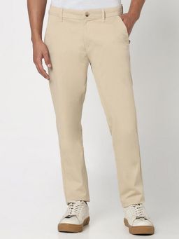 R&B - Solid Slim Men's Beige Chino