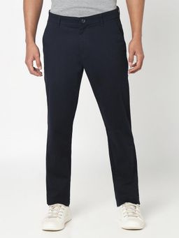 R&B - Solid Slim Men Navy Blue Chino
