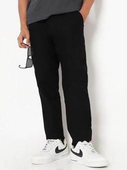 R&B - Solid Regular Men Black Casual Pant