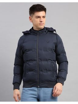 Monte Carlo - Men Navy Blue Polyester Blend Hooded Jackets